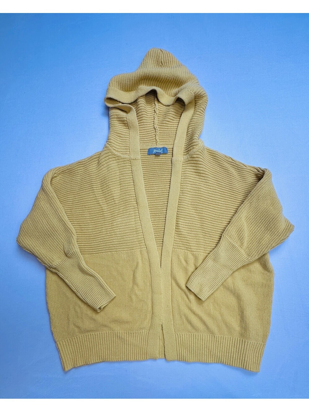 Marled Reunited Clothing Mustard Hooded Cardigan Sweater M